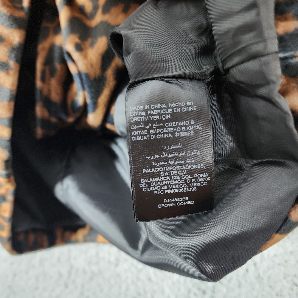 Bebe Leopard Print Moto Jacket Womens S Black Brown Front Zip Mob Wife Rock Y2K - Picture 8 of 14